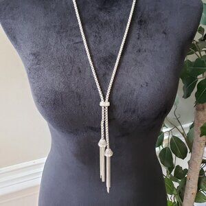 Elegant Silver Necklace with Tassel Design